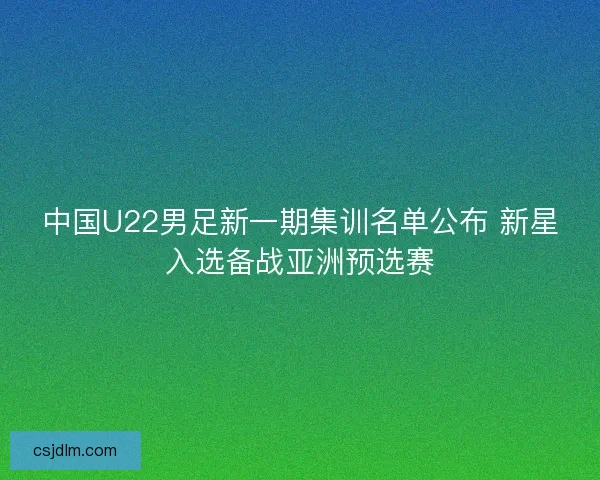 中国U22男足新一期集训名单公布 新星入选备战亚洲预选赛