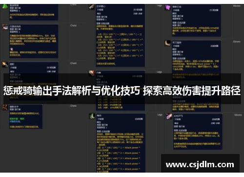 惩戒骑输出手法解析与优化技巧 探索高效伤害提升路径